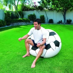 Sittsäckar>75010 - Uppblåsbar soffa, uppblåsbar lat soffa, bollsoffa, flockad soffa, fotbollssoffa—yux