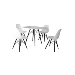 Tusent Matgrupper>600,598 Bord + 4 stolar formgjutna stolar vit/svart