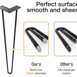 Småbord>45 cm Hårnålsbordsben Max Stöd 204 kg med Skyddsfötter Modern Stil från Mitten av Århundradet för Möbelben, Soffbordsben