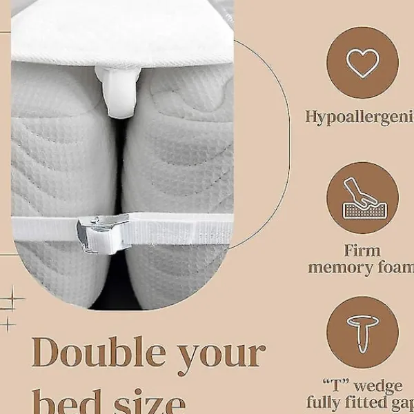 Sängar>20 cm Sängbrygga - Madrasskoppling för att göra två enkelsängar till en dubbelsäng - Madrasskil med madrassrem för gästrum, lämplig för 1,8 m säng Double Fixing Strap 20cm | Fyndiq