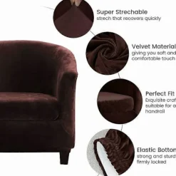 Fåtöljer>2 Delar Sammet Fåtöljöverdrag med Avtagbart Mjukt Stretch Sittdynöverdrag Fåtöljöverdrag Soffa Möbelskydd för Vardagsrum Cl