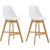 BellaFurn Stolar>2 -deluppsättning av barstolar - Pallar - Hög sittande komfort, robust modern design | Färg: Vit | Klädfärg: Naturen