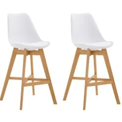 BellaFurn Stolar>2 -deluppsättning av barstolar - Pallar - Hög sittande komfort, robust modern design | Färg: Vit | Klädfärg: Naturen