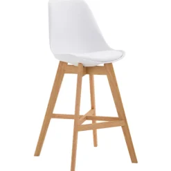 BellaFurn Stolar>2 -deluppsättning av barstolar - Pallar - Hög sittande komfort, robust modern design | Färg: Vit | Klädfärg: Naturen