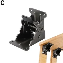 Balkongmöbler>:90 Graders Självlåsande Kang Bordsmöbler Fast Rostfritt Stål Fällbart Gångjärn (Svart)