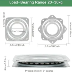 Balkongmöbler>360 graders vridplatta 6 delar metall Lazy Susan vridplatta Lazy Susan TV-vridplatta 4 fyrkantig vridplatta kullager vridbar platta för kontorsmöbler, 3 | Fyndiq