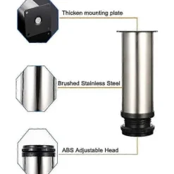 Balkongmöbler>4 Justerbara Ben 150mm Tjock, rostfritt stål
