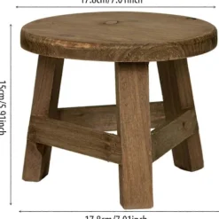 Pallar>2025 Lämplig Mini Rund Naturlig Träpall Blomkrukshållare Retro Trädgårdspall Hög Stol Massiv Träpall-Liten Dekorativ Blomsterpall-Sol