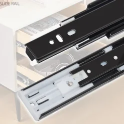 Skåp>1 par full extension lådskenor sidomonterade 10" kullager metall svarta skenor