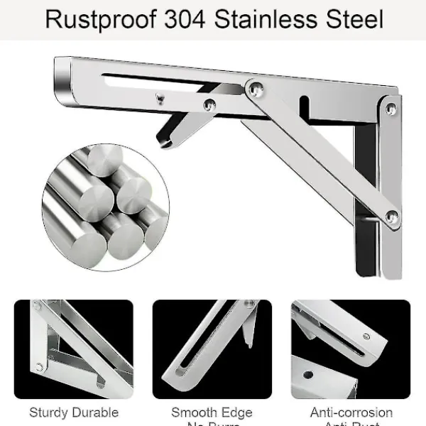 Hyllor>2 Pcs Folding Shelf Brackets Heavy Duty Foldable Wall Mounted L Brackets For Shelves 12 inch 30CM