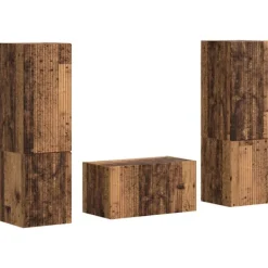 vidaXL Tv-Bänkar>3 pcs Gammalt trä