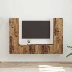 vidaXL Tv-Bänkar>3 pcs Gammalt trä