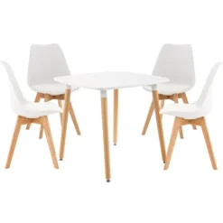 BellaFurn Matgrupper>5 -Piece Matsats - matsalsset - Justerbara ben, extra komfort | Färg: Vit