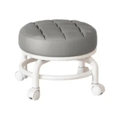 Pallar>360° Roterande Rullpall Hushållspall Flyttbar Pall Lågt Buller Remhjul Låg Pall Universella Svängbara Hjul För Kök Hem Grå