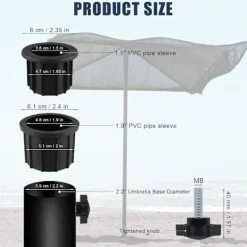 Balkongmöbler>2 set (6 st) Ersättningskit för delar till parasollfot för uteplats, inklusive 4 st parasollhålsring och 2 st handskruv, parasoll