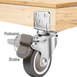 Soffbord>4 små möbelhjul 32 mm svängbara hjul med broms och L-monteringsplatta för skåp Soffbord