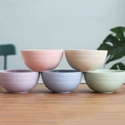 Matgrupper>5 st 12 cm Spannmålsskålar Vetehalm Osplitterliga Återanvändbara Skålar Skål Soppskål Nudelbehållare Blandningsskålar