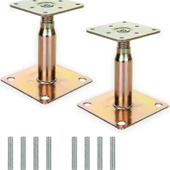 Balkongmöbler>2 st 100-150 mm Galvaniserad Justerbar Höjdbar Stolpfot Stöd, Högpresterande Takstöd Kompatibel Byggnad - Guld
