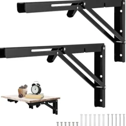 Balkongmöbler>2 st 450 mm svart väggmonterad fällbar konsol, fällbar konsolkonsol kraftiga fällbara hyllkonsoler för garagearbete