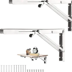 Balkongmöbler>2 st 350 mm väggmonterade fällbara konsoler i rostfritt stål, fällbara konsoler, kraftiga fällbara konsoler