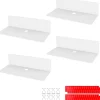 Hyllor>4 st akryl flytande vägghylla, 23*9,5 cm, självhäftande hylla utan borrning med 8 kabelklämmor, liten hylla för kontor, badrum, kök, sovrum, vit