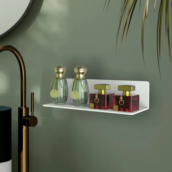 Hyllor>4 st akryl flytande vägghylla, 23*9,5 cm, självhäftande hylla utan borrning med 8 kabelklämmor, liten hylla för kontor, badrum, kök, sovrum, vit