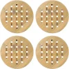 Matgrupper>4 st Bambu Bordstablett Anti-skållning Halkfri Skål Kopp Värmeisoleringsdyna För Hem Kök Användning (rund form)