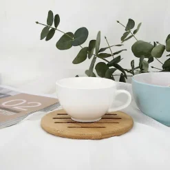 Matgrupper>4 st Bambu Bordstablett Anti-skållning Halkfri Skål Kopp Värmeisoleringsdyna För Hem Kök Användning (rund form)