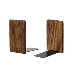 Hyllor>2 st Bokstöd i Svart Valnöt, Rektangulära Bokhyllshållare, Dekorativa, Tunga Bokstöd i Trä