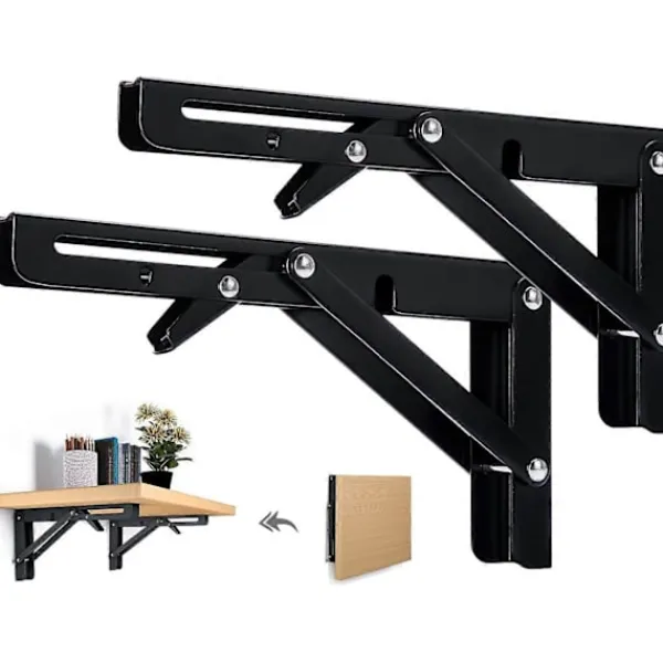 Hyllor>2 st Fällbara Hyllfästen 400mm Fällbart Fäste Vägghylla Tungt Fäste Svart Fällbart Konsolfäste för Bord Vägghylla 80KG