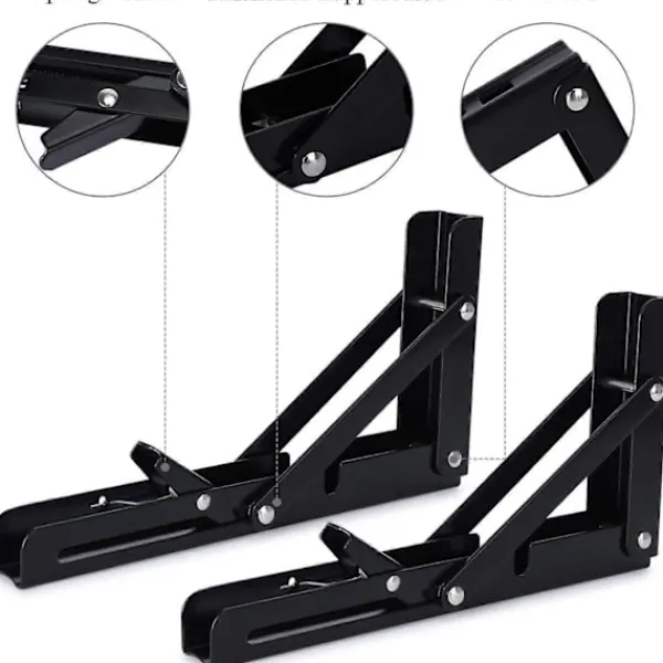 Hyllor>2 st Fällbara Hyllfästen 400mm Fällbart Fäste Vägghylla Tungt Fäste Svart Fällbart Konsolfäste för Bord Vägghylla 80KG