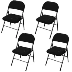 Stolar>4 st Fällbara Stolsöverdrag med Delad Sits för Fest Bröllop Hem -ys black