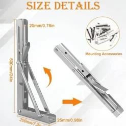 ECLshop Hyllor>2 st Fällbart Hyllkonsol 300mm Rostfritt Stål