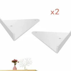 Hyllor>2 st flytande hyllkonsoler - Osynliga triangulära dolda hyllkonsoler - Vita