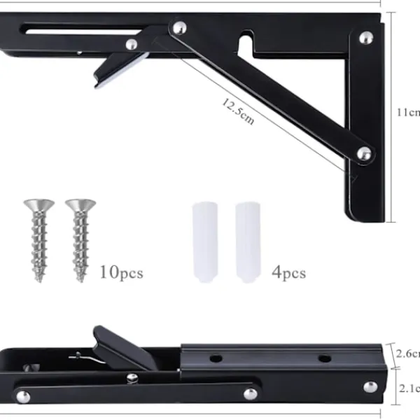 Hyllor>2 st hopfällbara hyllkonsoler 200 mm fällbar konsol vägg hylla tung