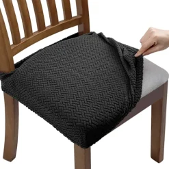 Stolar>4 st Jacquard Stretchiga Stolskydd för Matsal, Avtagbara och Tvättbara (med Ryggstöd)