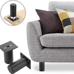 Sängar>4 st Justerbara Möbelben Sängben Höj Möbler Aluminiumlegering Ben För Sängbotten, Skåp, Bord (svart, Höjd 80mm)