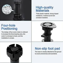 Skåp>20 st Justerbara Möbelfötter, Skåpsfötter, Benenhet, Skåpsben med Brädklämmor för Kök