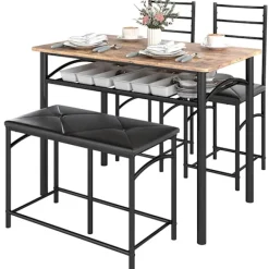 Northio Matgrupper>4 st. Matsalsset, matbord med 2 stolar, bänk, platsbesparande matsalsgrupp, matbordsset för små utrymmen, kök, matsal, brun