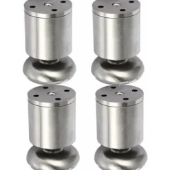 Skåp>4 st Möbelfötter i rostfritt stål för köksskåp, runda fötter, 50 x 80 mm, gummimatta, säkra och tysta