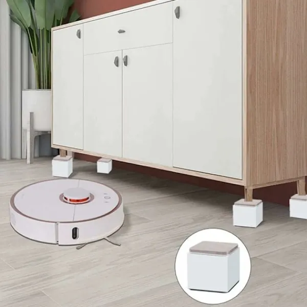 Sängar>4 st möbelhöjare, sängbenshöjare, sänghöjare, stålmöbelhöjare, för soffbord, skåp, soffor, möbler, sidobord (vit), 60X52mm