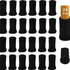 Stolar>24 st möbelstrumpor i filt, bordsmöbelöverdrag, stolsbensskydd, möbelbensskydd, golvskydd - förhindrar repor och buller (svart)