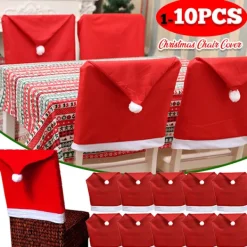 Stolar>1-10 st Non-woven cover Juldekoration för hemmabord Middag Stol Ryggdekor Nyår Festtillbehör Xmas Navidad 8PCS