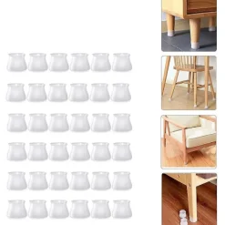 Stolar>36 st Runda Silikonbordstolsfötter (vita)