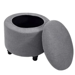 Sittpuffar>2 ST Runt ottomanöverdrag Förvaring ottomanöverdrag GRÅTT Grå