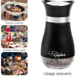 Matgrupper>1 st Salt- och pepparströare set, Salt- och pepparkar med klar glasbotten, Salt- och pepparströare för kök BBQ (Svart)