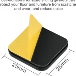 Stolar>24 st självhäftande möbeltassar i teflon för fyrkantiga möbler stolar i teflon 25x25mm glidtassar för stol, soffa, skåp, A