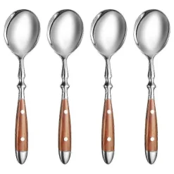 Matgrupper>4 st Soppskedar Set, Rostfria Stålskedar med Bekvämt Bakelithandtag, Tunga Metall Runda Skedar