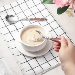 Matgrupper>4 st Soppskedar Set, Rostfria Stålskedar med Bekvämt Bakelithandtag, Tunga Metall Runda Skedar