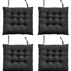 Stolar>4 st Stolsdynor för Matsalar 40 x 40 cm Bekväma Stolsdynor, Köksstolsdynor med Snören Svart